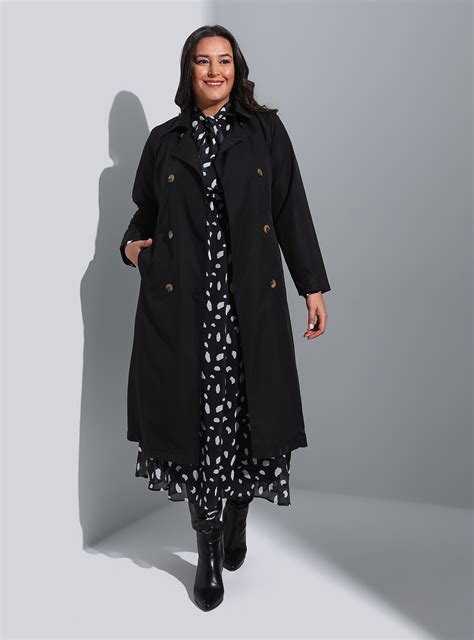 Black - Plus Size Trench coat - Alia - Walmart.com