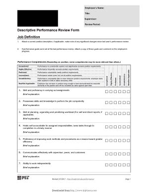Fillable Online Descriptive Performance Review Form Fax Email Print ...