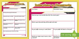 Interview a Friend Worksheet 的图像结果