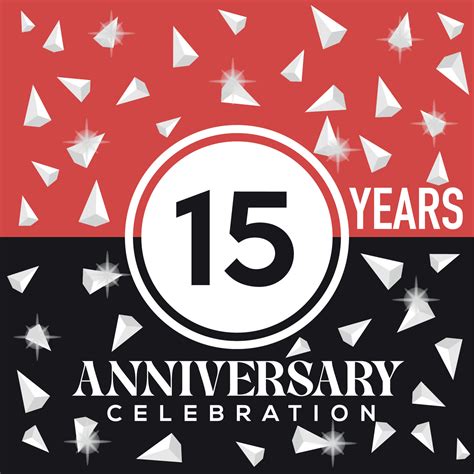Celebrating 15th years anniversary logo design with red and black ...