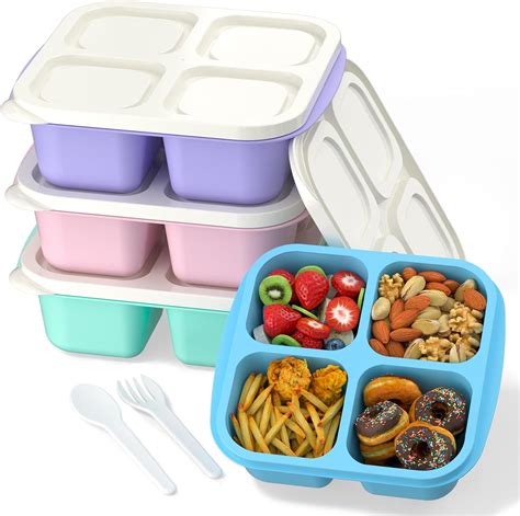 Amazon.com: XGXN Meal Prep Containers (4 Pack), 4-Compartments Bento ...