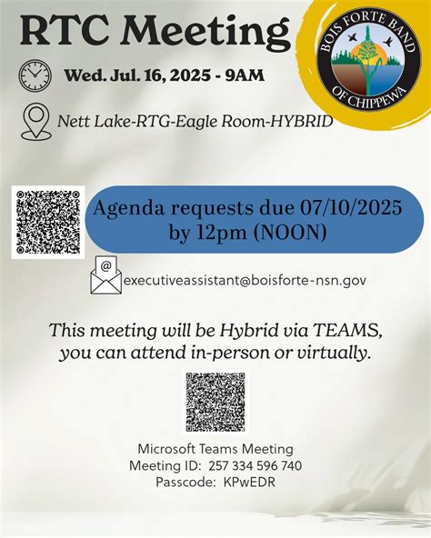 RTC Meeting July 16, 2025 | Bois Forte News & Events
