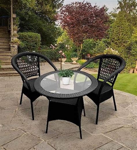 Lotey Rattan & Wicker Garden Patio Seating Chair And Table Set, Outdoor ...