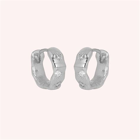 White Topaz Huggie Hoop Earrings – Silver Eternity in the USA