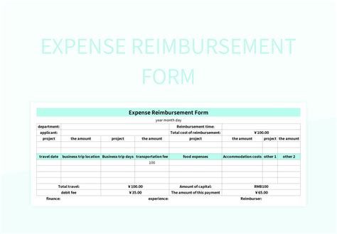 Image result for Expense Reimbursement Form Template