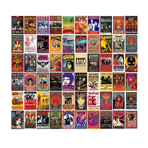 Buy Woonkit 60 PC Vintage Rock Band Posters for Room Aesthetic, 70s 80s ...