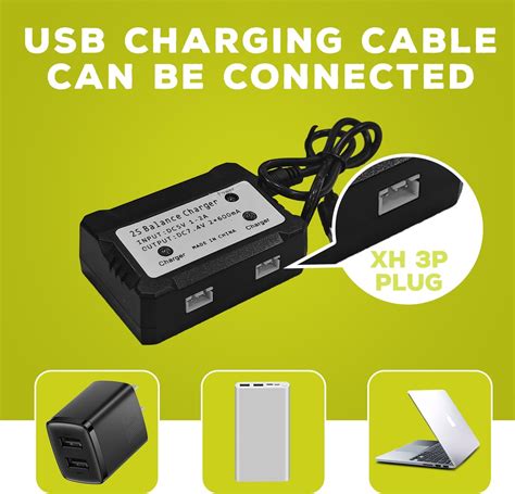 ZYGY 2PCS 7.4V 1100mah Lithium Battery with 2 in1 Charger India | Ubuy