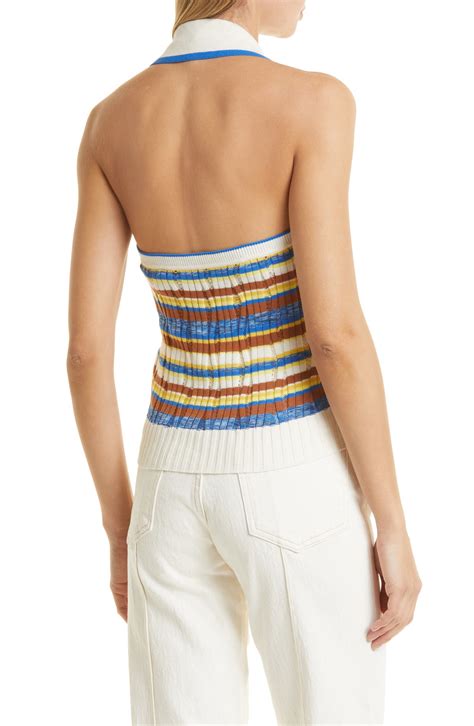 Veronica Beard Lirra Stripe Knit Halter Top | Nordstrom