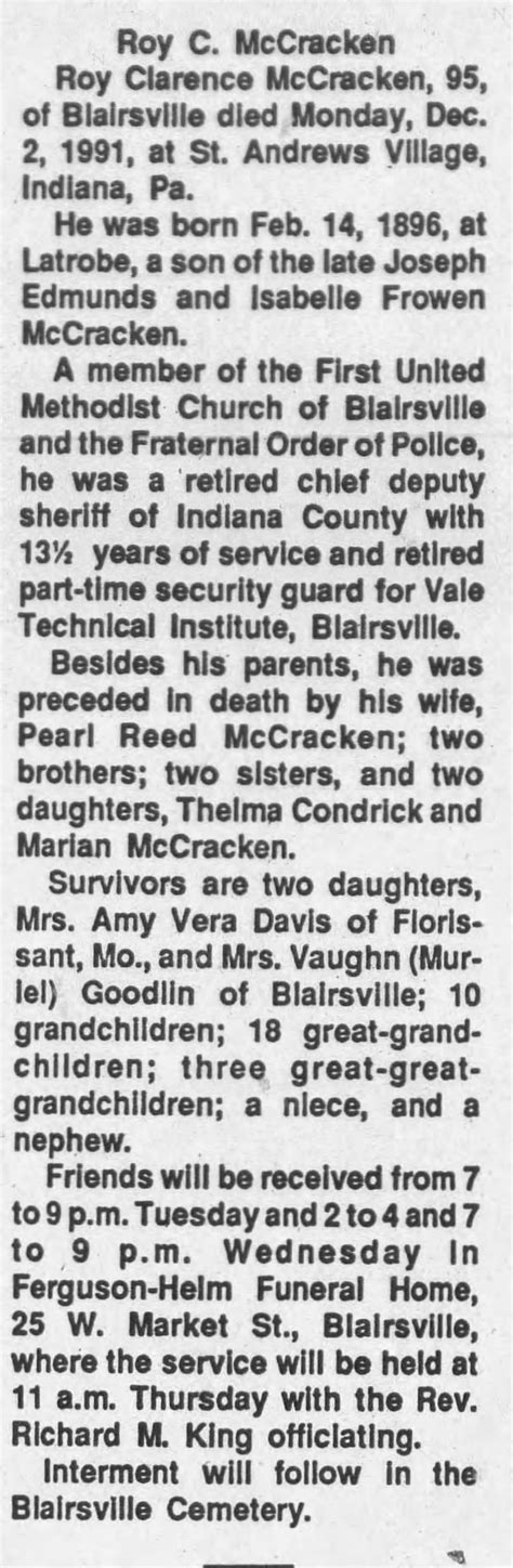 REED-Roy Clarence McCracken obit 1991-Latrobe Bulletin - Newspapers.com™