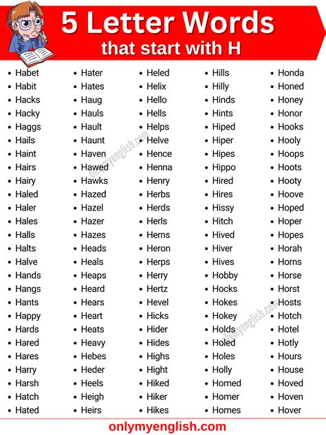 5 Letter Words that Start with H | Five Letter Words Starting with H