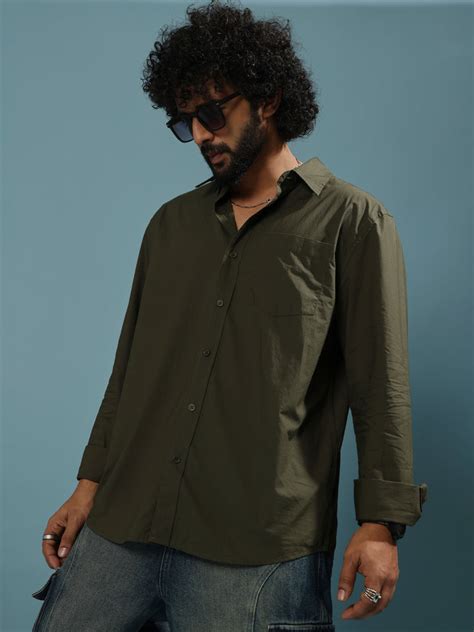 Eluded - Regular Fit Full Sleeve Poplin Shirt - Dark Green – Espanshe