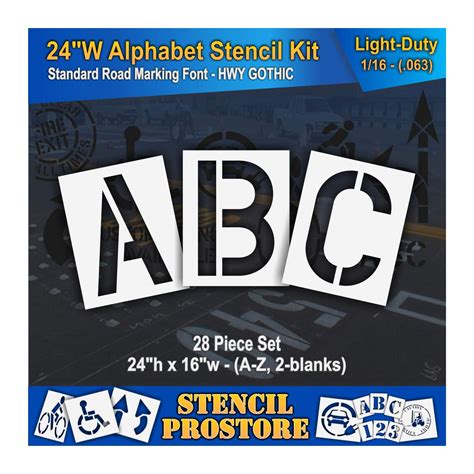 Buy Pavement Stencils - 24 inch Alphabet KIT Stencil Set - 28 Piece ...