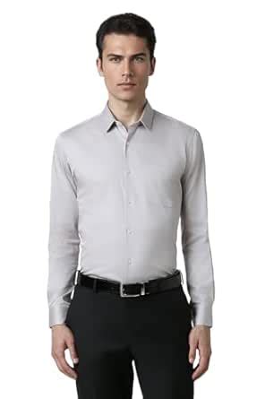 Peter England Men's Satin Solid Regular Fit Full Sleeve Shirt Cotton ...