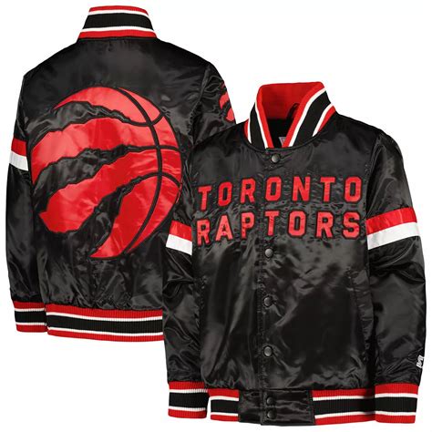 Youth Starter Black Toronto Raptors Home Game Varsity Satin Full-Snap ...