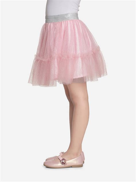 Girls Glitter Pink Net Skirt with Silver Elastic Waist – Stylestone