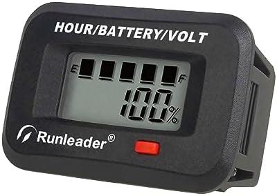 Runleader LCD Battery Capacity Meter with Hour Meter&Voltmeter,Used for ...