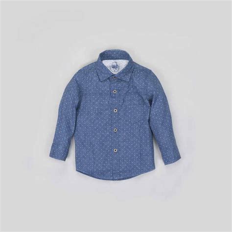 Father/Son Navy Blue Printed Denim shirt with metal button