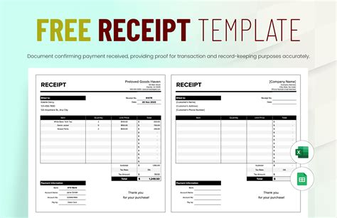 Receipt Template Free Excel - Printable Free Templates