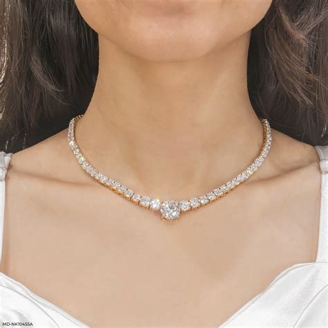 Pure Spark Tennis Diamond Necklace 18K Yellow Gold – Maiora Diamonds