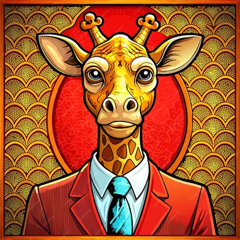 Premium Vector | A giraffe with a tie and a tie that says giraffe