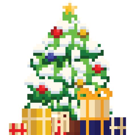 Pixel art christmas tree with gift boxes 27190788 PNG
