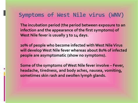 PPT - West Nile Fever: Causes, Symptoms, Daignosis, Prevention and Treatment PowerPoint ...