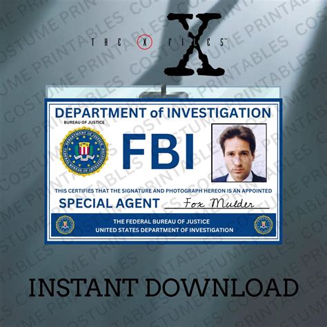 Printable | X-files | Fox Mulder | ID Card | ID Badge | Inspired by X ...