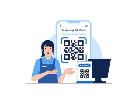 Cashier showing qr code digital payment cashless e wallet using ...