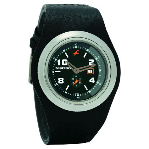 Buy Online Fastrack Quartz Analog Black Dial Leather Strap Watch for ...