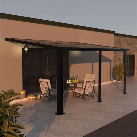 VEIKOUS Patio Cover 10-ft x 14-ft Black Aluminum Patio cover ( 20-lb ...