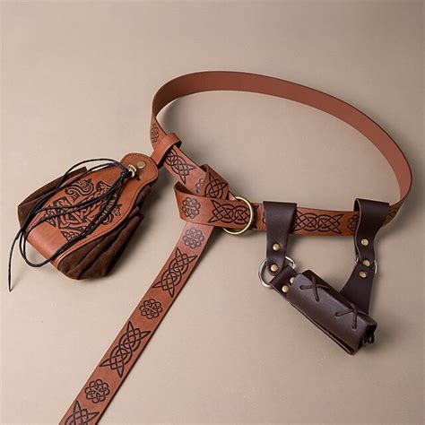 Set Retro Vintage Medieval Renaissance Waist Belt Pouch Sword Frog with ...