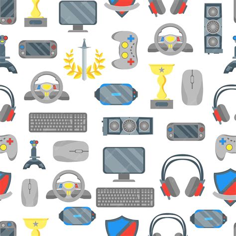 Cartoon cyber sport seamless pattern background vector | Premium Vector