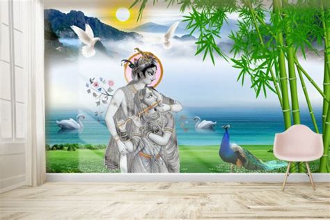 Radha Krishna Bhaav Wallpaper Mural for Wall - Magicdecor®