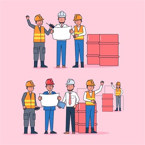 Character collection of worker big set isolated flat illustration ...