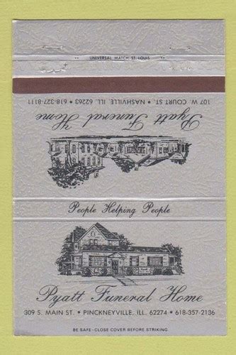 Matchbook Cover - Pyatt Funeral Home Nashville IL 40 Strike | eBay