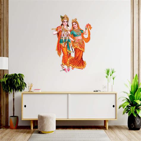 Masstone PVC Vinyl Spiritual Radha Krishna Wall Sticker 41x58 inch ...
