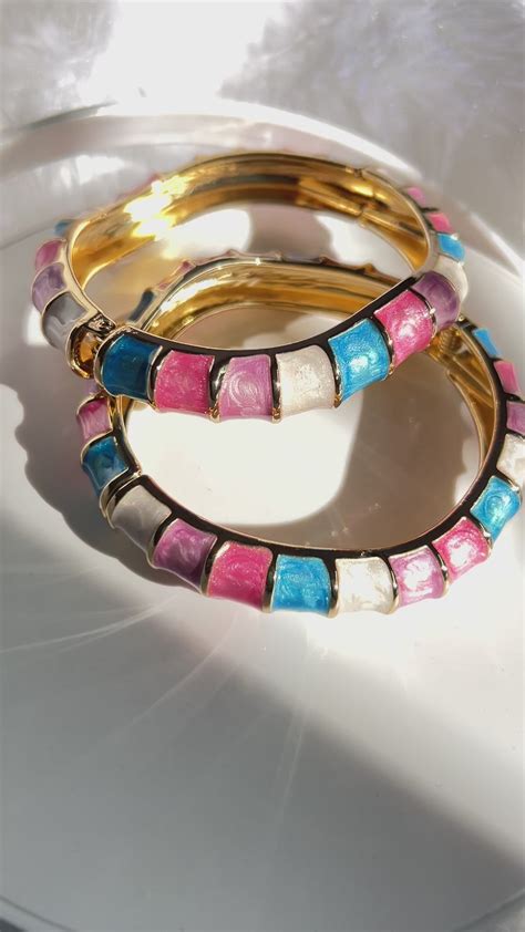 Indra Multicolored Enamel Anti Tarnish Bracelet/Bangles Pair – Anishi ...