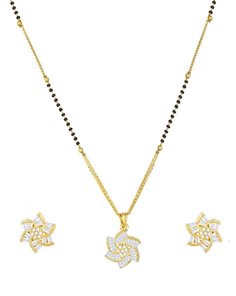 Buy SMILVIN EXPORT Pendant with Chain and earring |Golden Heavy Long ...