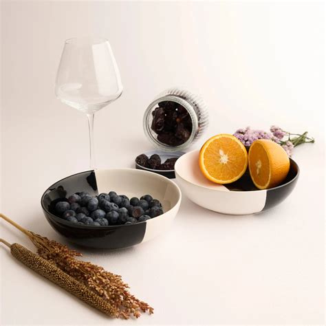 Premium Fifty Fifty Ceramic Bowl Set of 2 | BlackCarrot