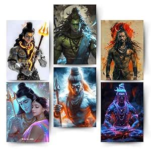 Posters Inc Pack of 6 Lord Shiva Mahadev Posters, Aesthetic Wall ...