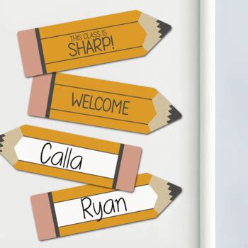 BACK TO SCHOOL PENCIL NAME TAG, BULLETIN BOARD DECOR, PRINTABLE ...