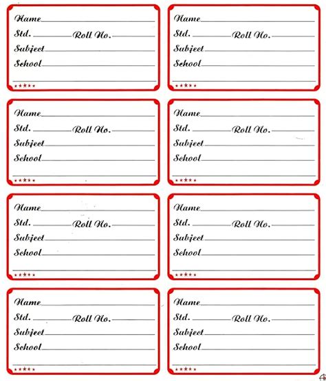 Generic Plain Name Slips for School Notebooks - 192 Labels (12 Sheets ...