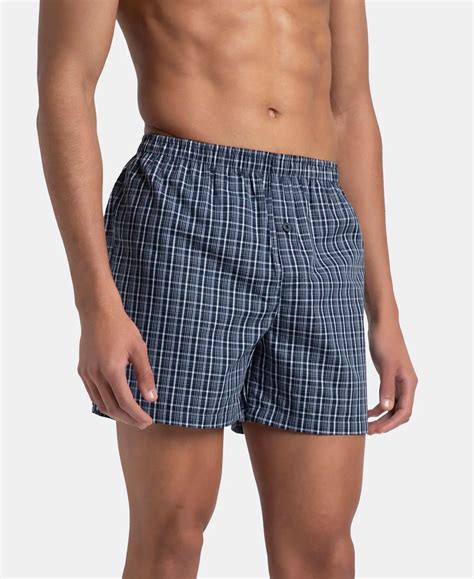 Buy Super Combed Mercerized Cotton Woven Checkered Inner Boxers with ...