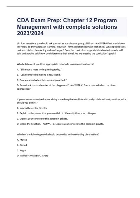 CDA Exam Prep: Chapter 12 Program Management with complete solutions ...