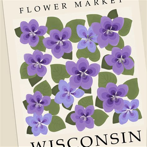 Wisconsin Common Blue Violet Flower Market Art Print, Blue Violet Wall ...