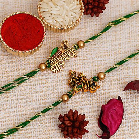Buy eCraftIndia Green Lord Krishna Designer Rakhis Online at Best Price ...
