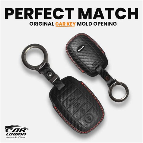 Carloginn PU-3D Leather Key Case for KIA 4 Button Smart Key