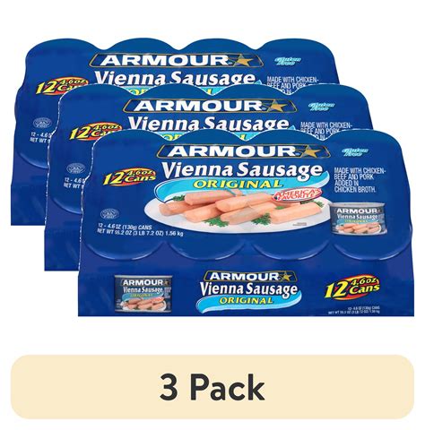 (3 pack) Armour Original Vienna Sausage, Original, 4.6 oz Can, 12 Count ...