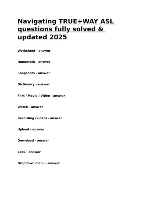 Navigating TRUE+WAY ASL questions fully solved & updated 2025 ...