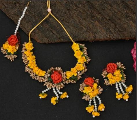 LAMANSH® Handmade Baby Shower Flower Jewellery Set For Women & Girls ...
